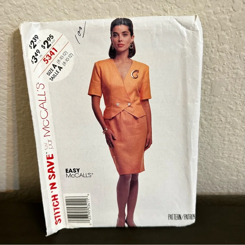 Vintage Sewing Pattern McCall’s Stitch ‘N Save Skirt Top Size 8,10,12 1990s 90s